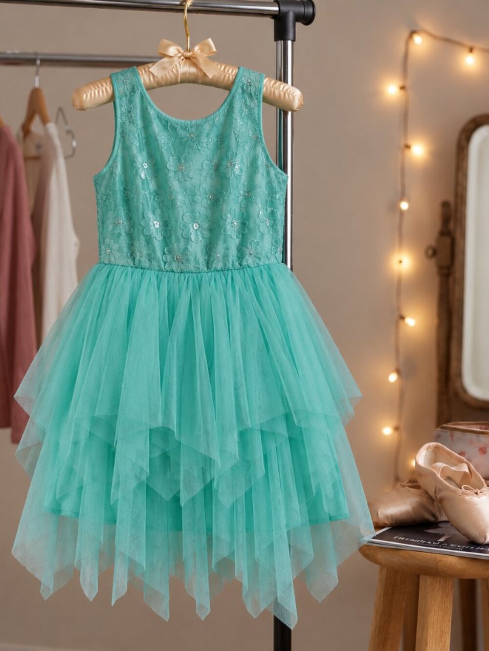 Lilt Girls Size 12 Mint Green Sequin Tulle Special Occasion Dress